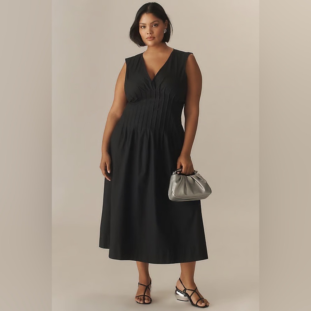 NWT! Anthropologie The Hailey Sleeveless V-Neck Pintuck Midi Dress by Maeve  1️⃣ - Picture 2 of 10